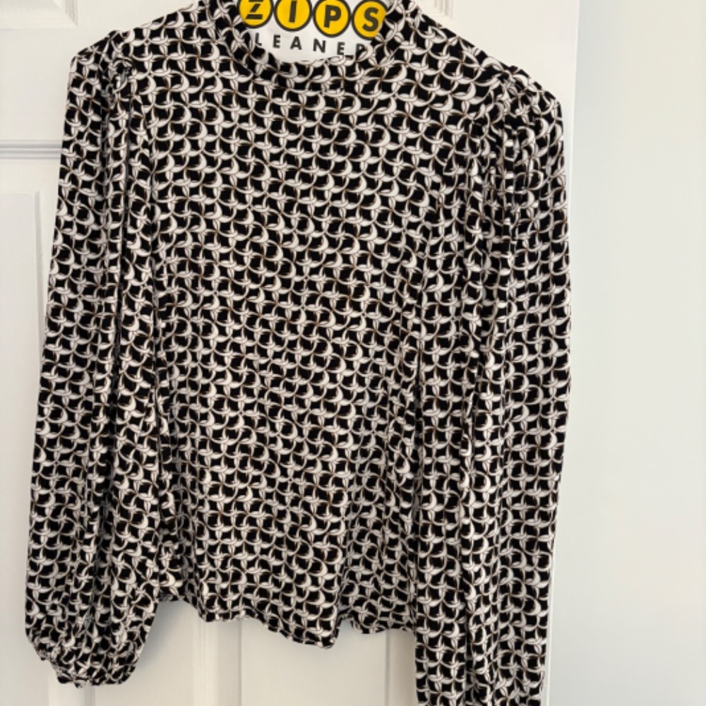 Other Stories Long Sleeve Chain-Link Pattern Blouse